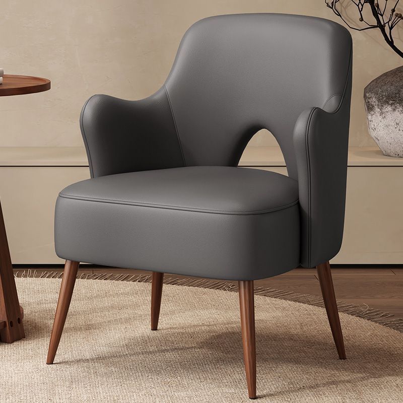 Nordic curved accent chairs in metal leather