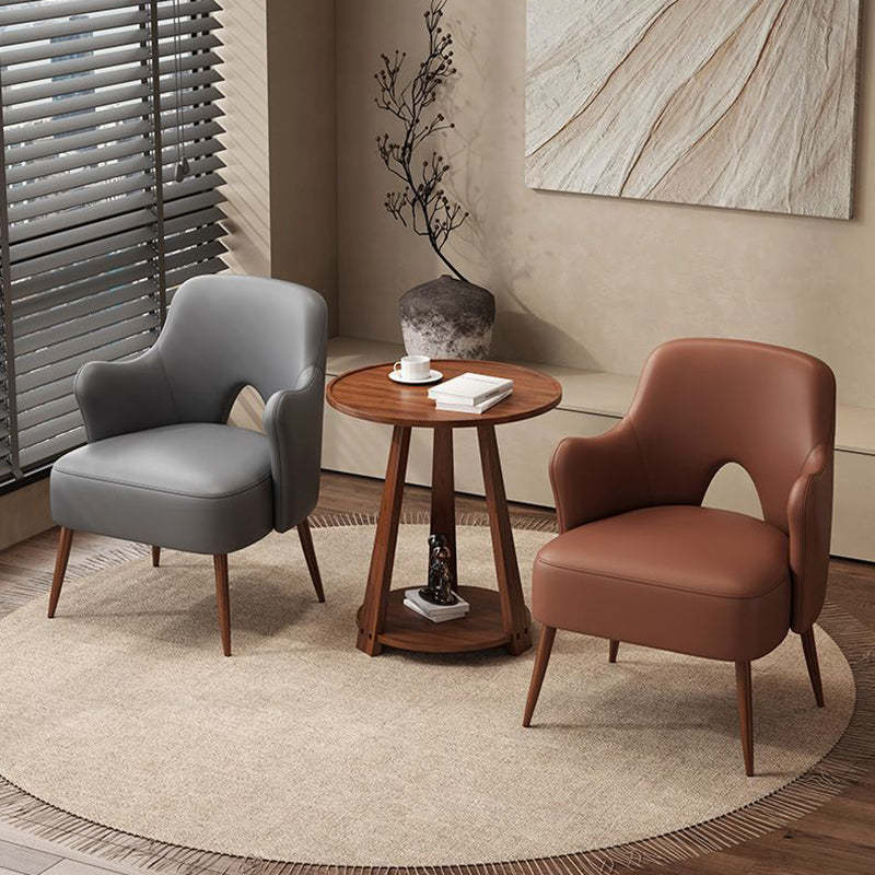 Nordic Curved Leather Metal Accent Chair