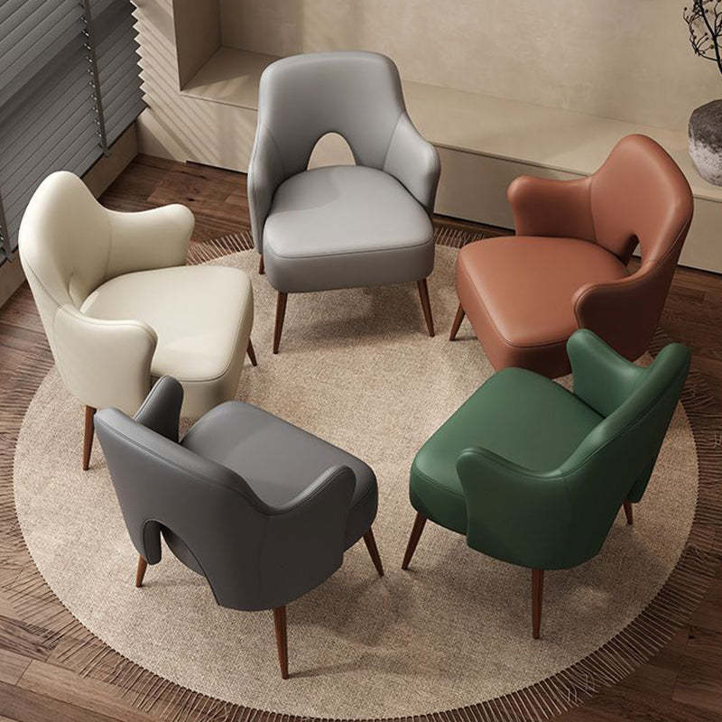 Nordic Curved Leather Metal Accent Chair