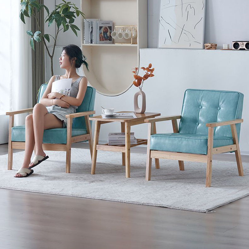 Tufted Leather Wood Accent Chair