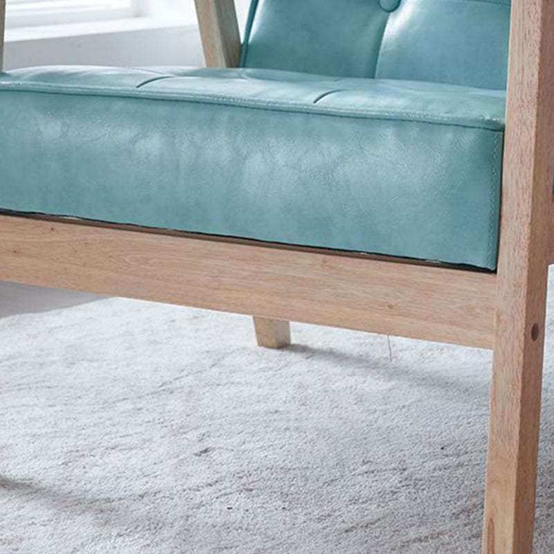 Tufted Leather Wood Accent Chair — Yellow