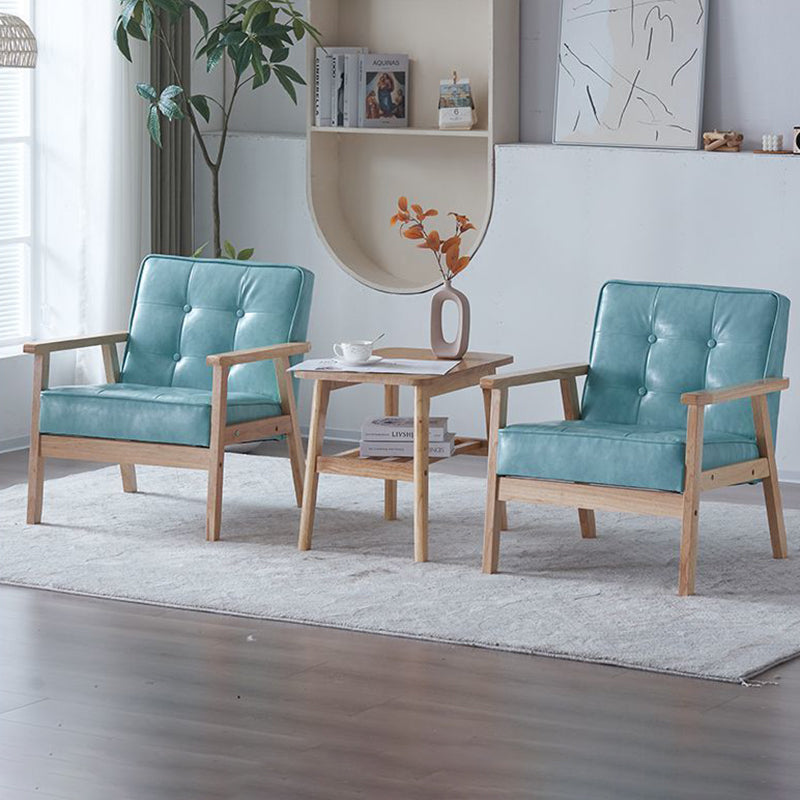 Tufted Leather Wood Accent Chair