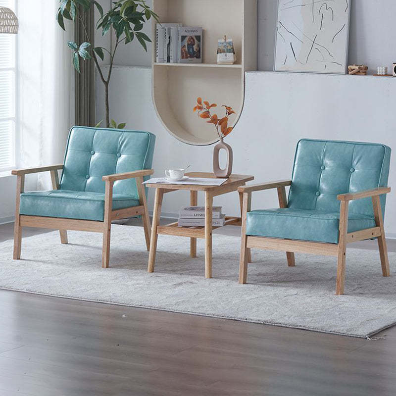 Tufted Leather Wood Accent Chair