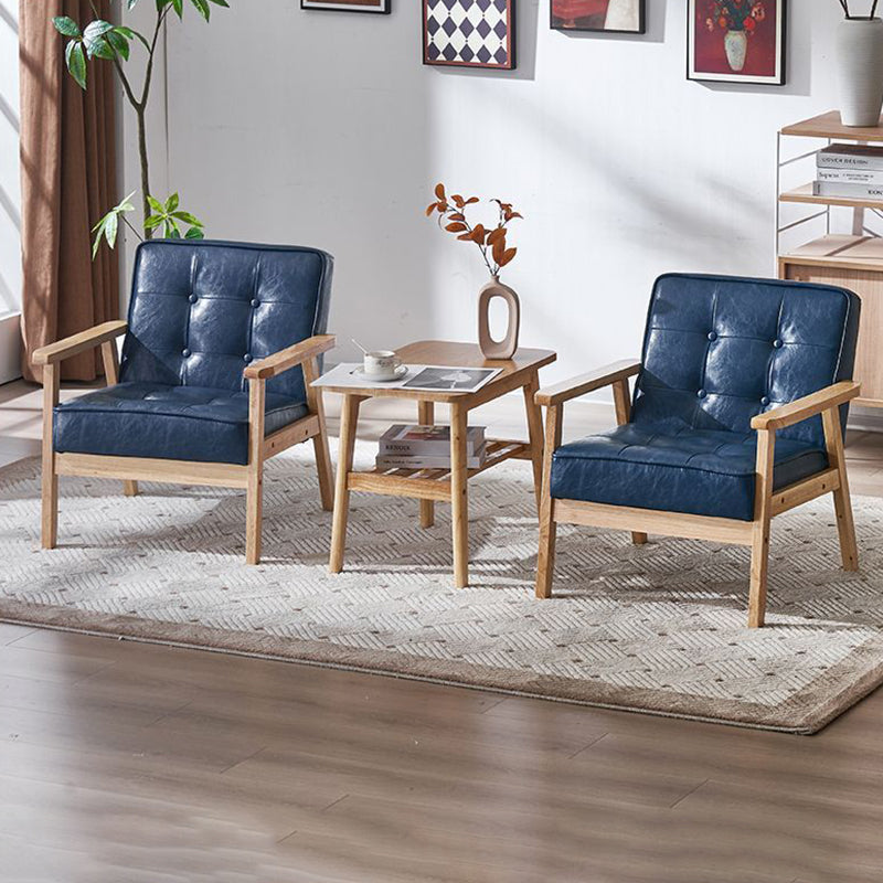 Tufted Leather Wood Accent Chair