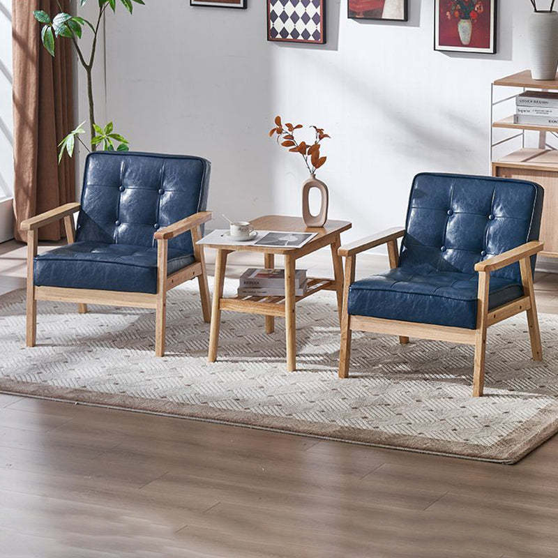 Lighom luxury tufted wood accent chairs in leather wood metal