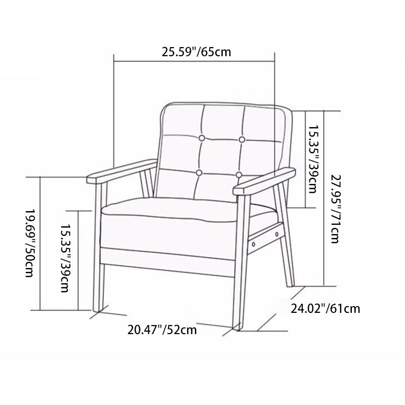 Tufted Leather Wood Accent Chair — Black