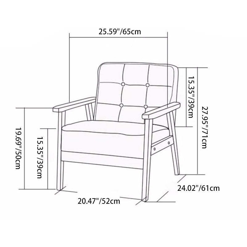 Tufted Leather Wood Accent Chair — Black