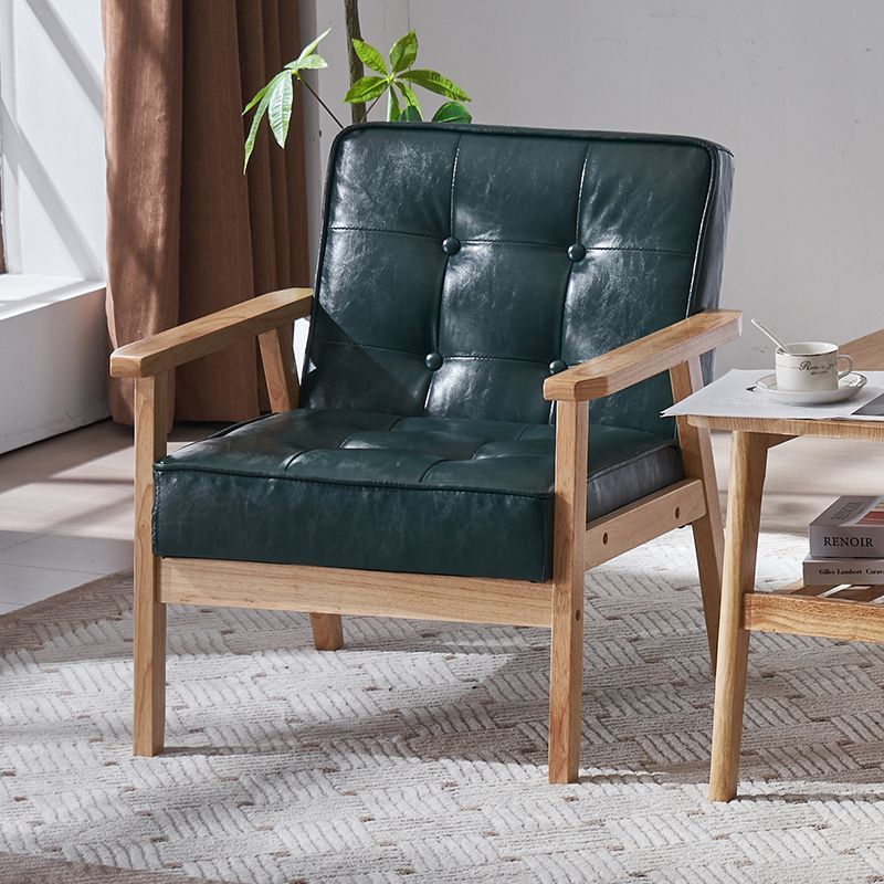 Tufted Leather Wood Accent Chair