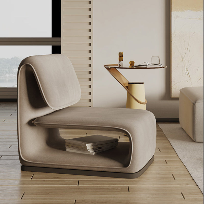 Scandinavian Flannel Wood Accent Chair