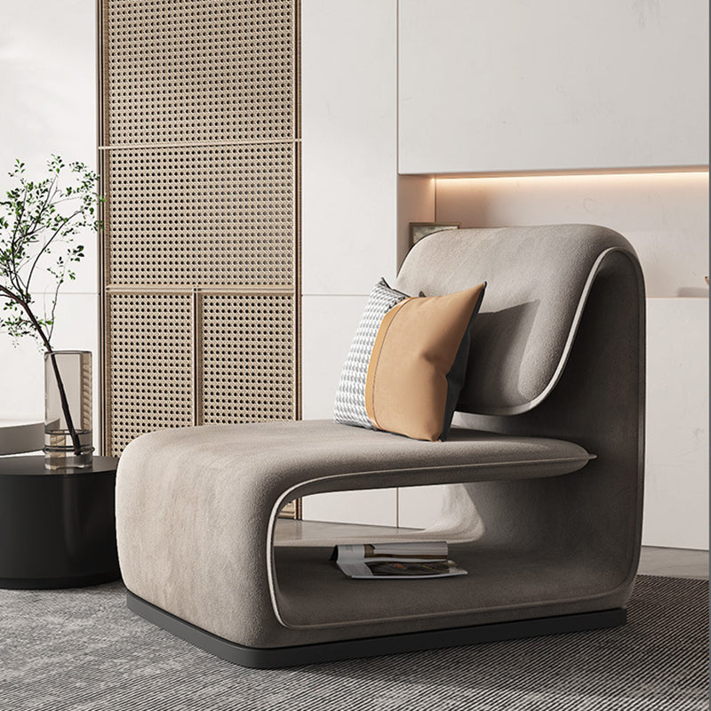 Scandinavian Flannel Wood Accent Chair — Khaki