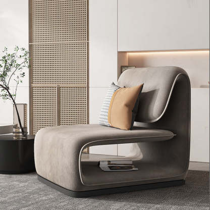 Scandinavian Flannel Wood Accent Chair — Khaki