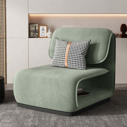 Scandinavian Flannel Wood Accent Chair — Light Green