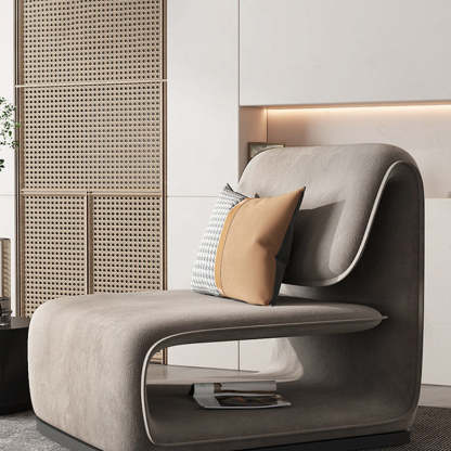 Scandinavian Flannel Wood Accent Chair