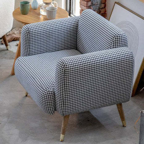 Scandinavian Linen Flannel Solid Wood Leg Accent Chair