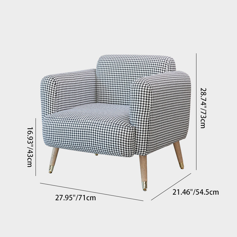 Scandinavian Linen Flannel Solid Wood Leg Accent Chair