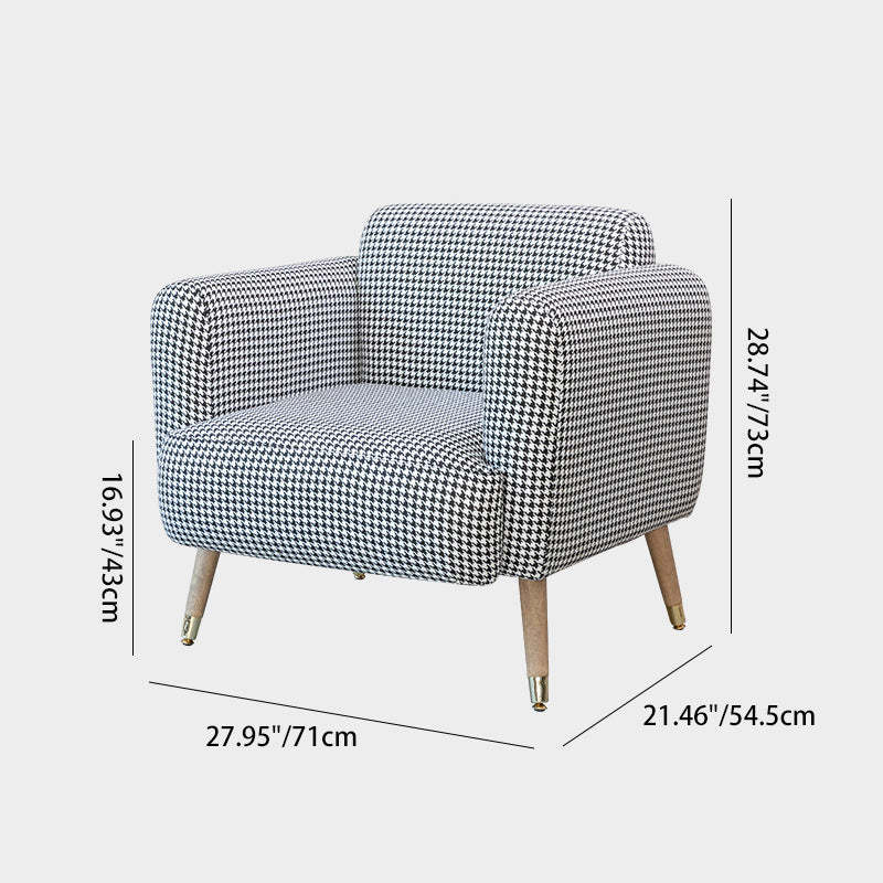 Scandinavian Linen Flannel Solid Wood Leg Accent Chair
