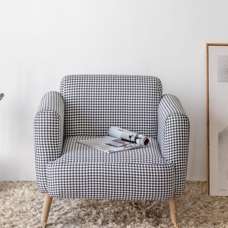 Scandinavian Linen Flannel Solid Wood Leg Accent Chair