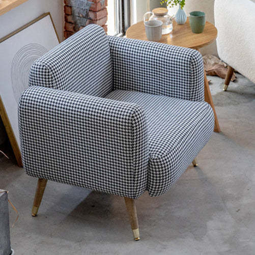 Scandinavian Linen Flannel Solid Wood Leg Accent Chair