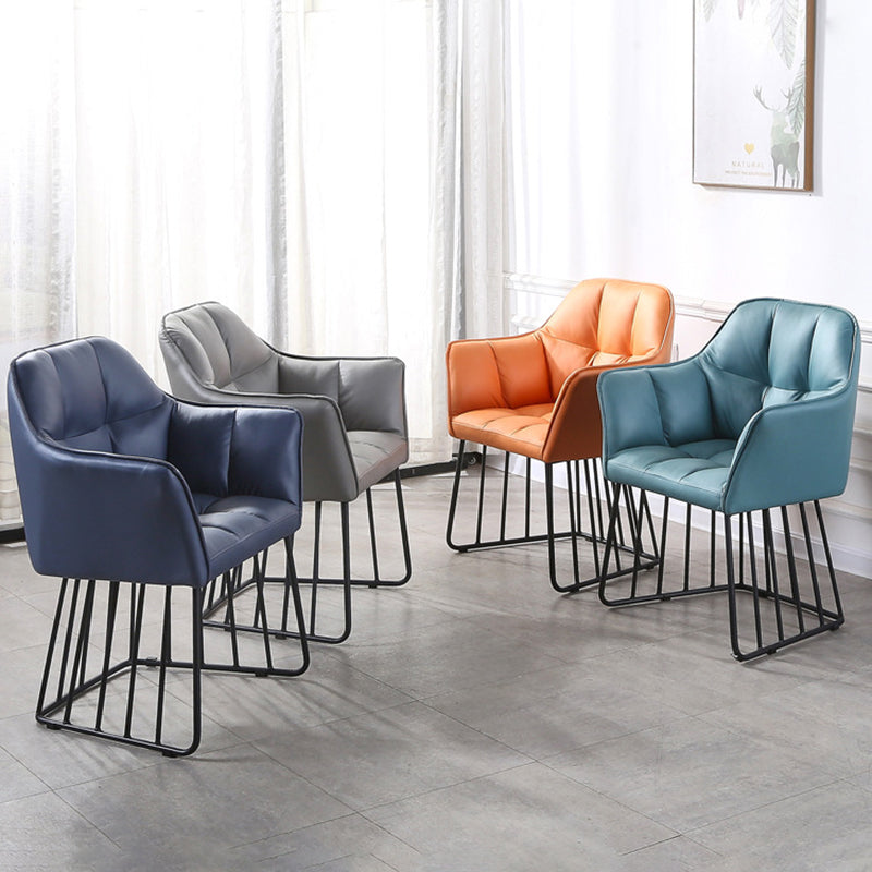 Tufted Leather Metal Frame Vanity Stool