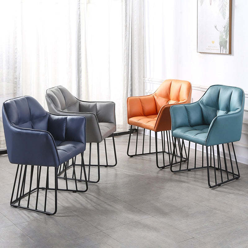 Tufted Leather Metal Frame Vanity Stool