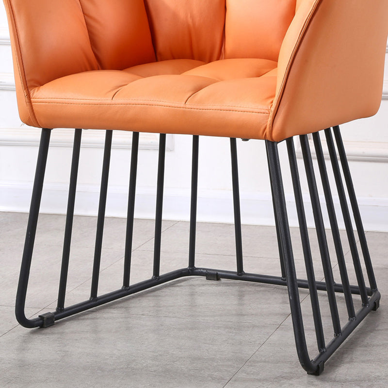 Tufted Leather Metal Frame Vanity Stool