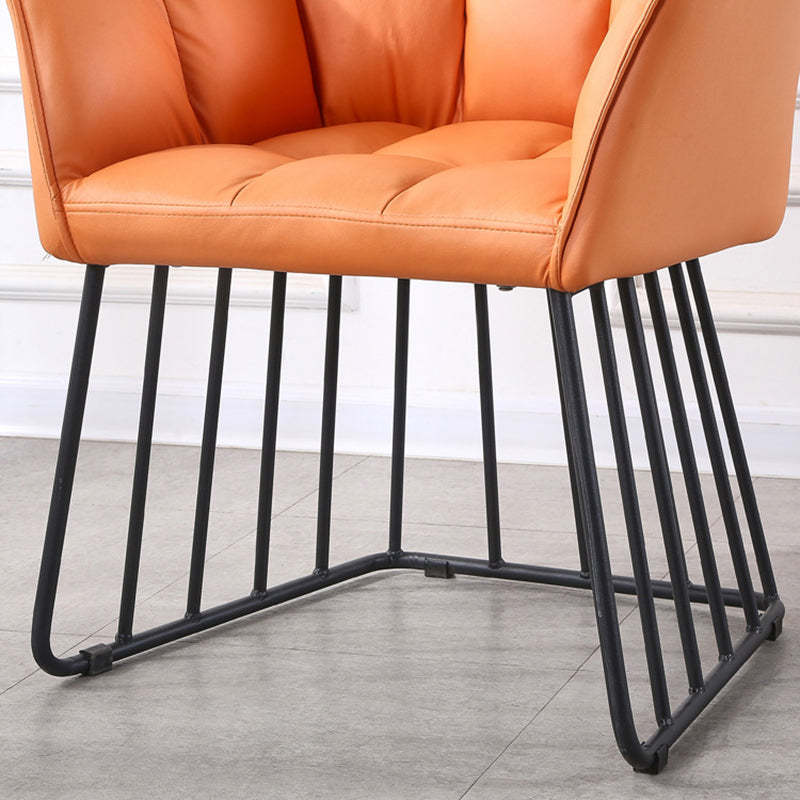 Tufted Leather Metal Frame Vanity Stool