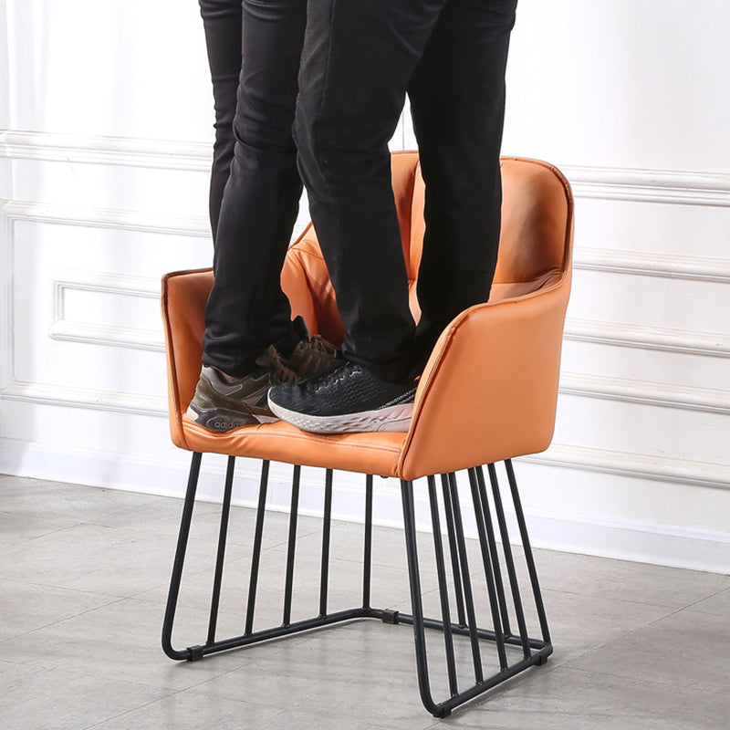Tufted Leather Metal Frame Vanity Stool