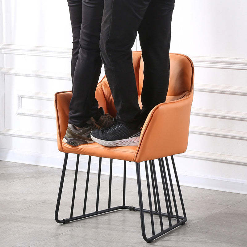 Tufted Leather Metal Frame Vanity Stool