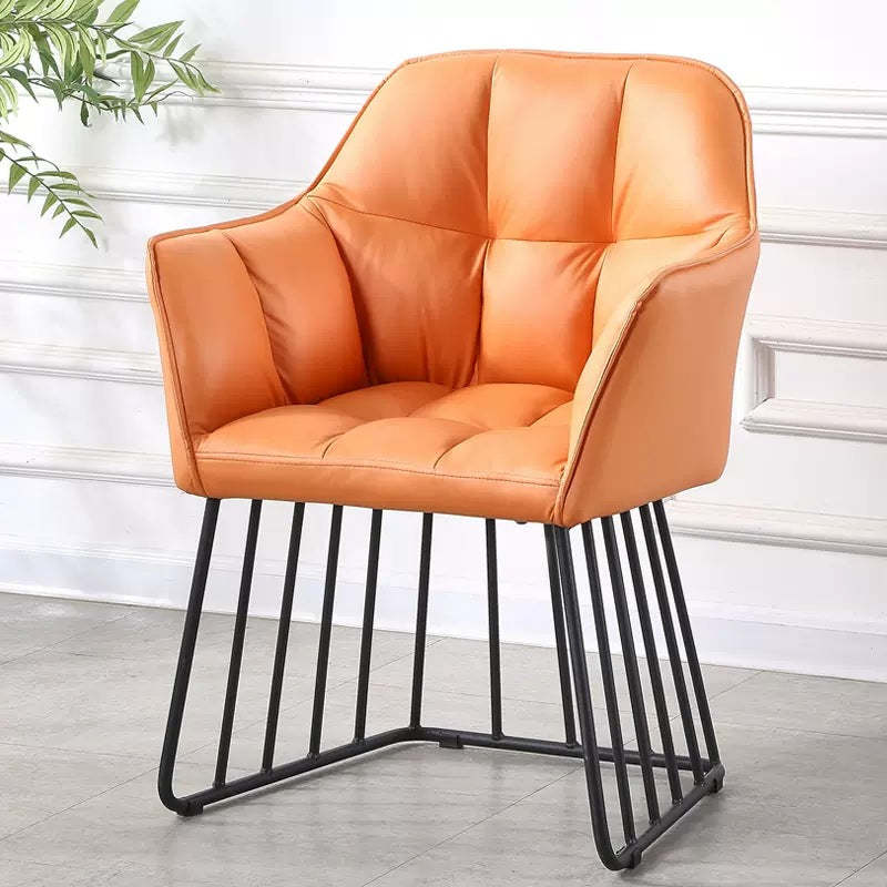 Tufted Leather Metal Frame Vanity Stool