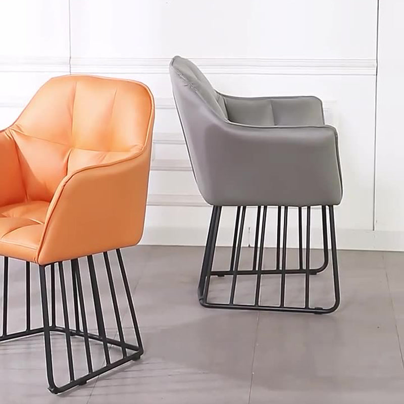 Tufted Leather Metal Frame Vanity Stool