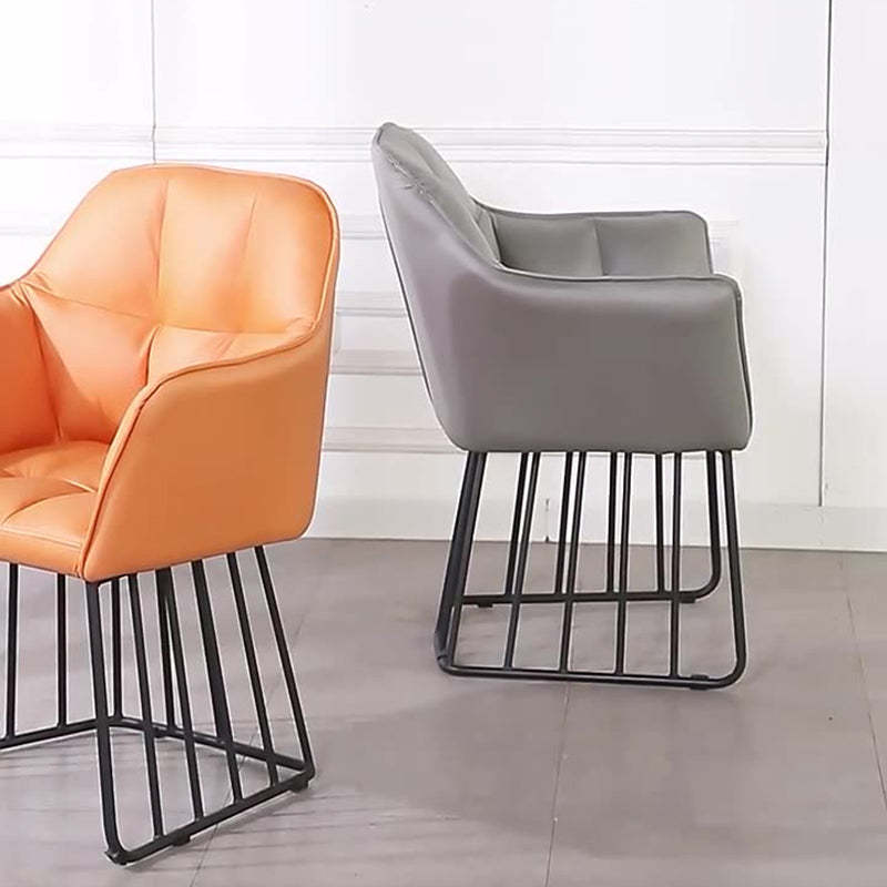 Tufted Leather Metal Frame Vanity Stool