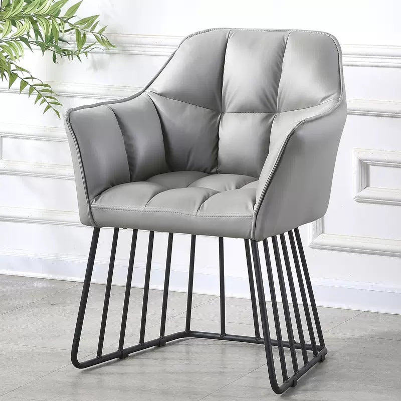 Tufted Leather Metal Frame Vanity Stool