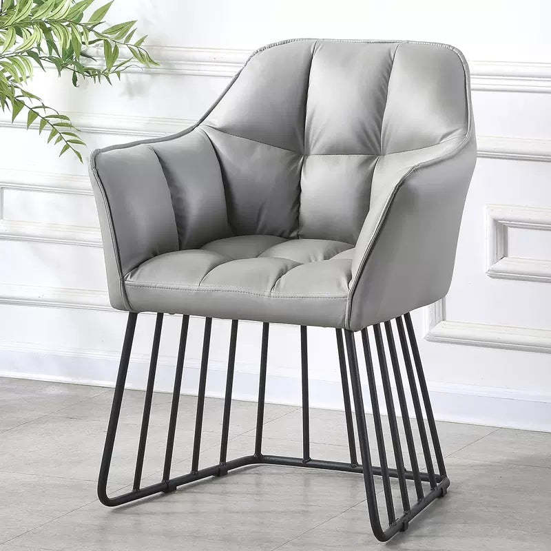 Tufted Leather Metal Frame Vanity Stool