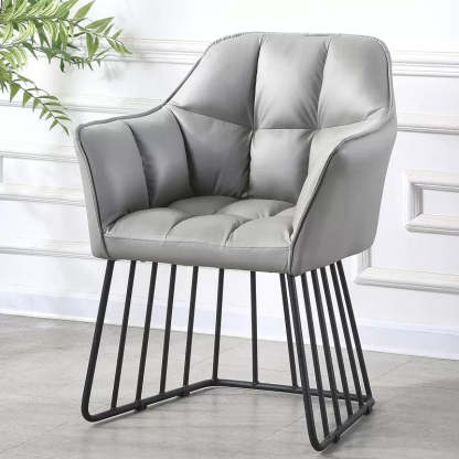 Tufted Leather Metal Frame Vanity Stool