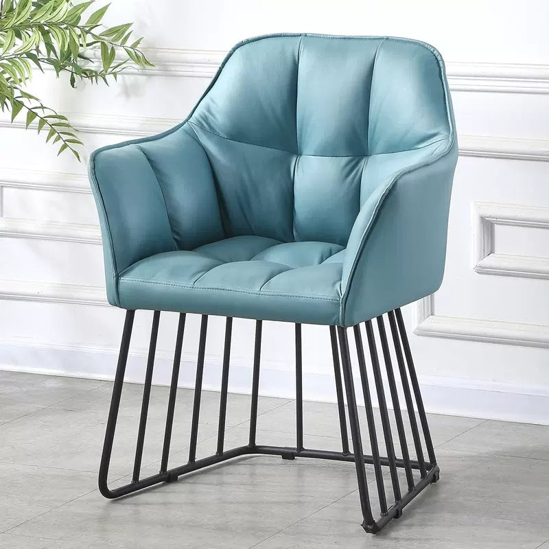 Tufted Leather Metal Frame Vanity Stool