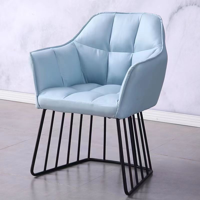 Tufted Leather Metal Frame Vanity Stool