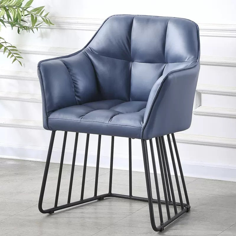 Tufted Leather Metal Frame Vanity Stool