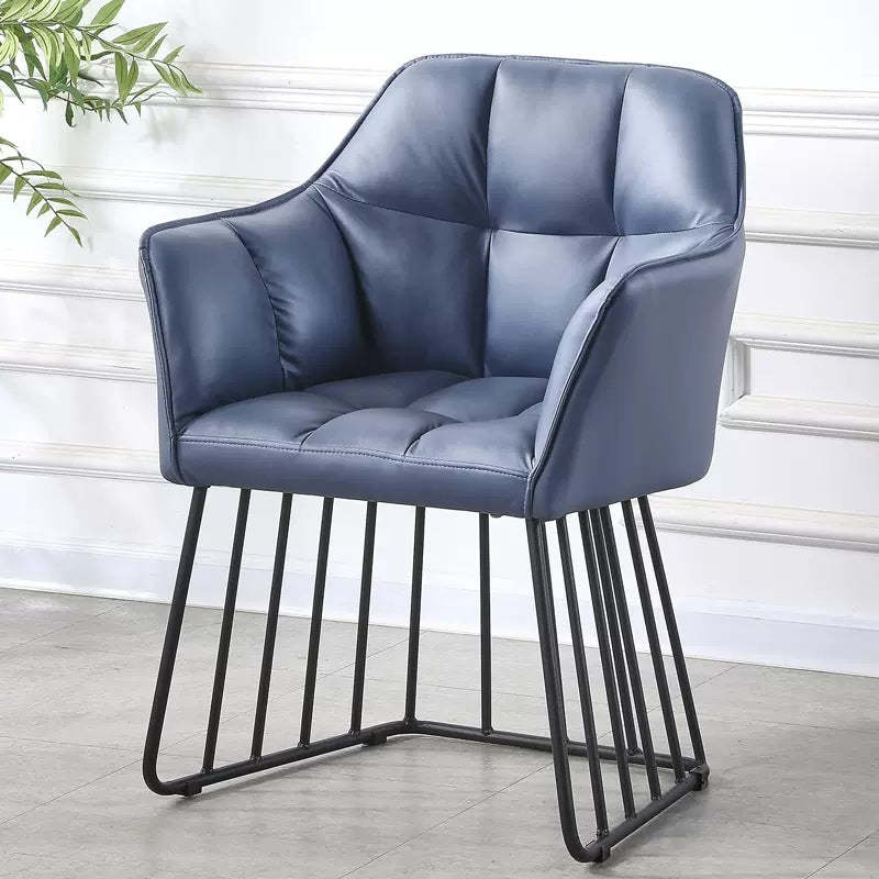 Tufted Leather Metal Frame Vanity Stool