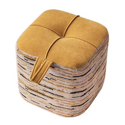 Boho Flannel Cube Wood Stackable Low Stool
