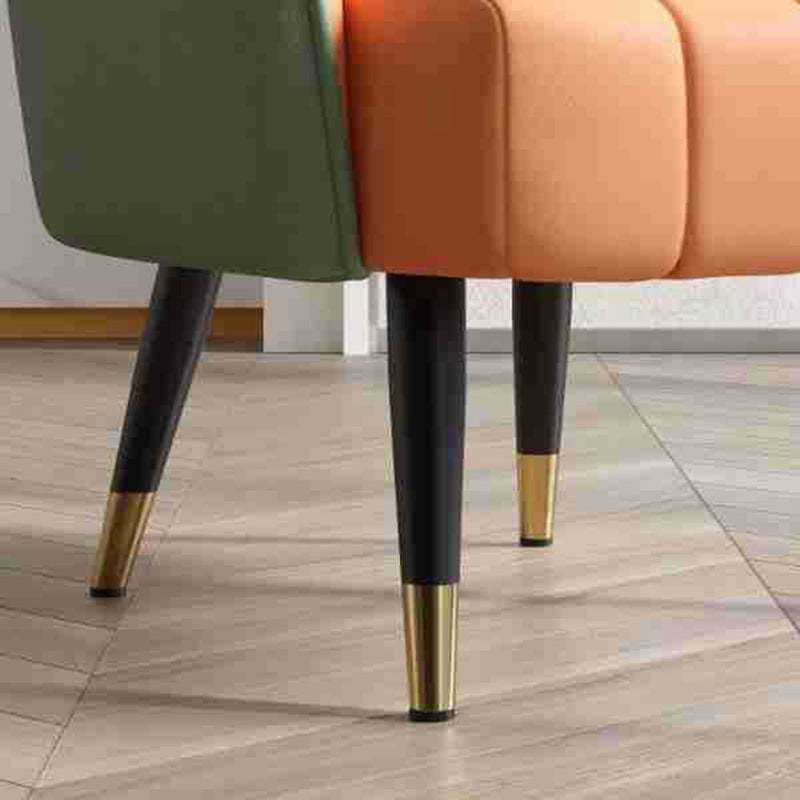 Scandinavian Leather Metal-Leg Arc Accent Chair