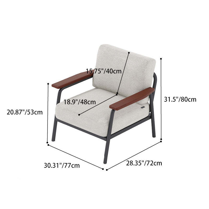 Contemporary Linen-Cotton Accent Chair — Ink-Wash Landscape Print On Linen-Cotton