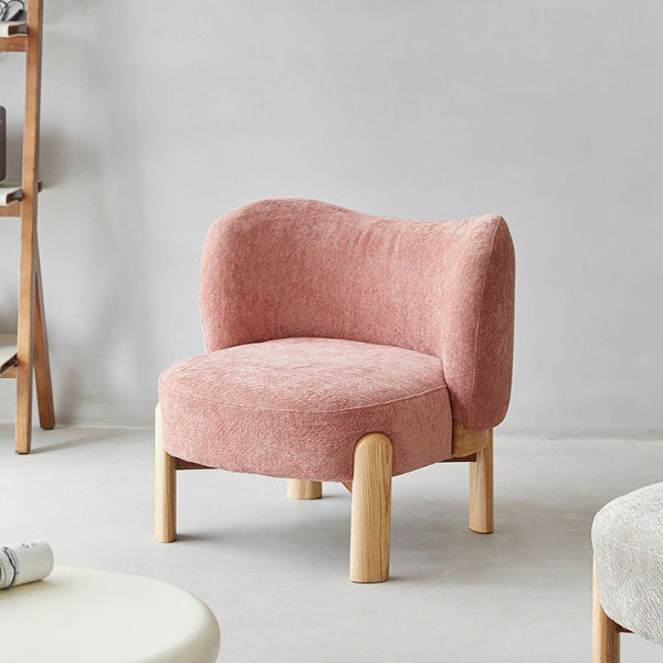 Contemporary Round Velvet Solid Wood Wingback Accent Chair