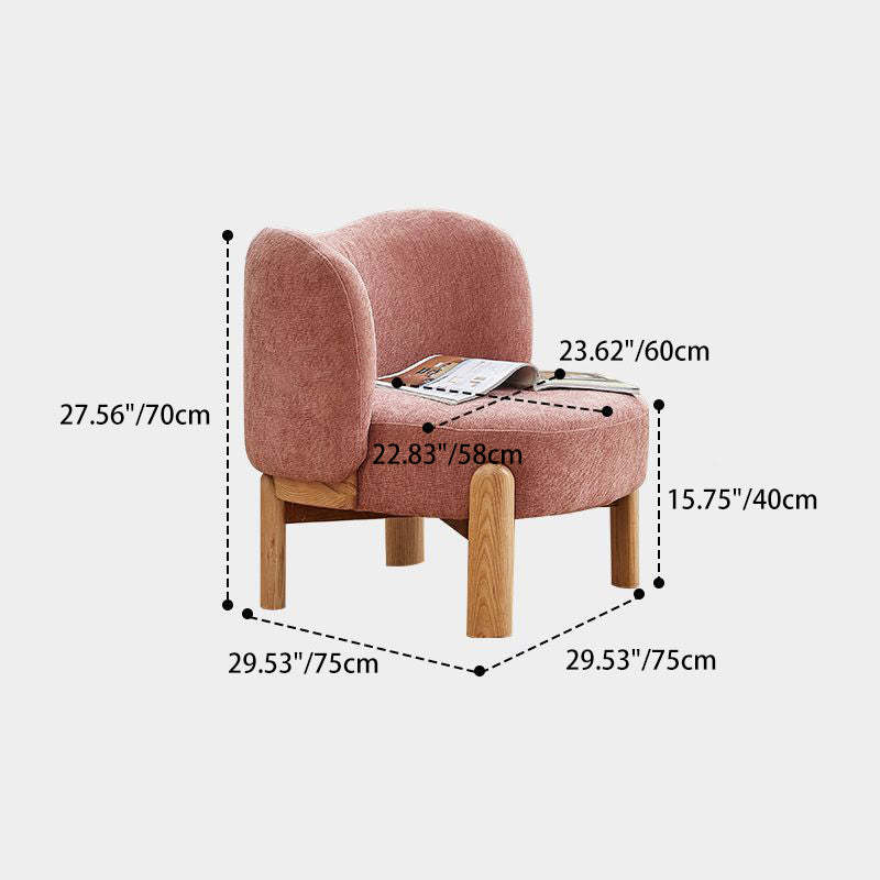 Contemporary Round Velvet Solid Wood Wingback Accent Chair — Gray