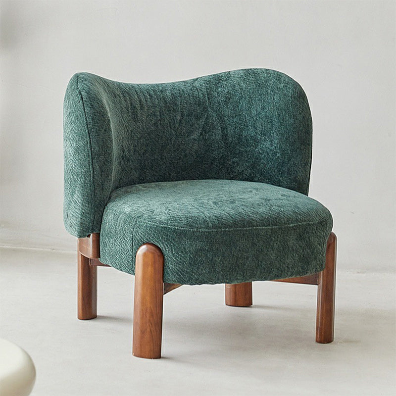 Contemporary Round Velvet Solid Wood Wingback Accent Chair