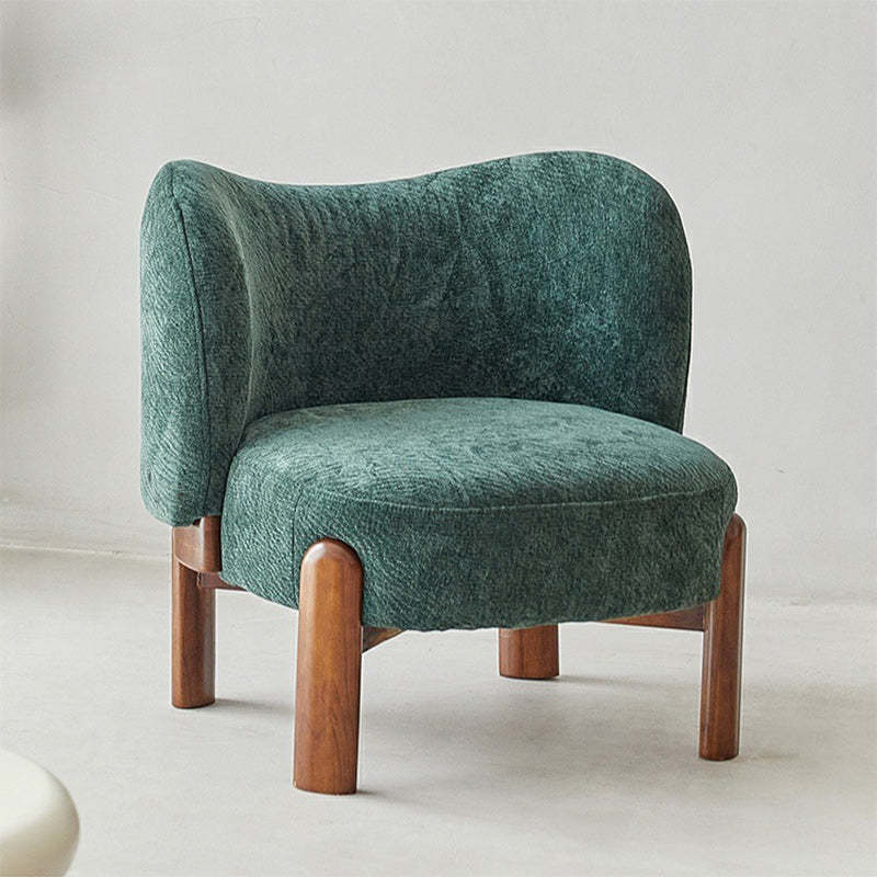 Contemporary Round Velvet Solid Wood Wingback Accent Chair