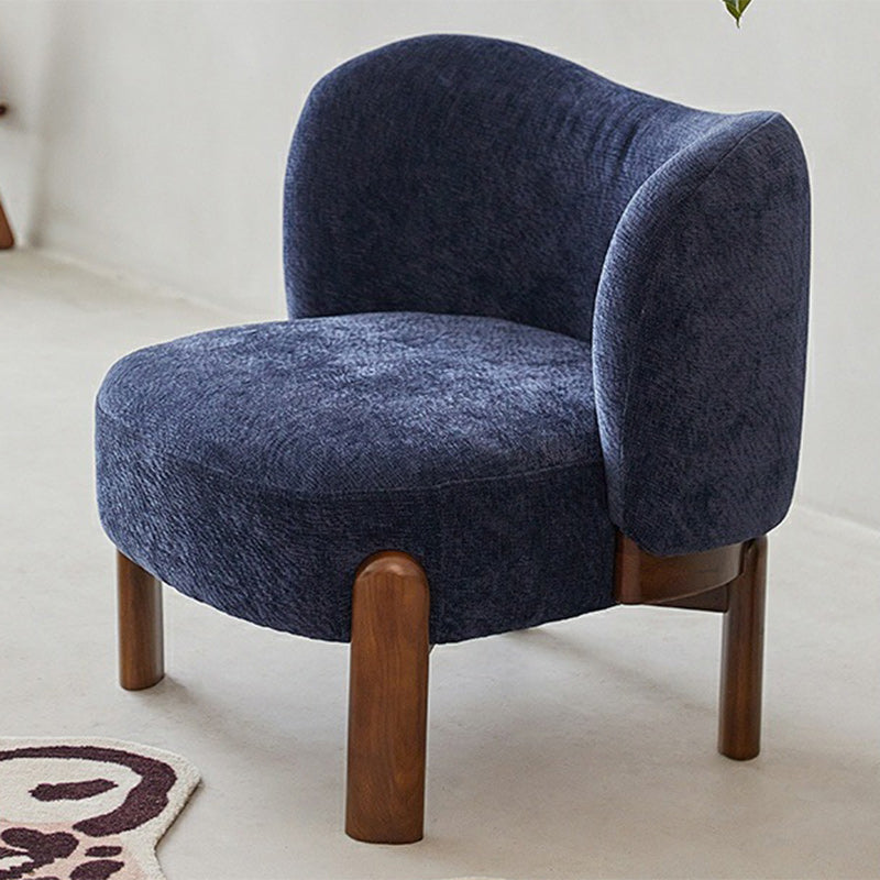 Contemporary Round Velvet Solid Wood Wingback Accent Chair