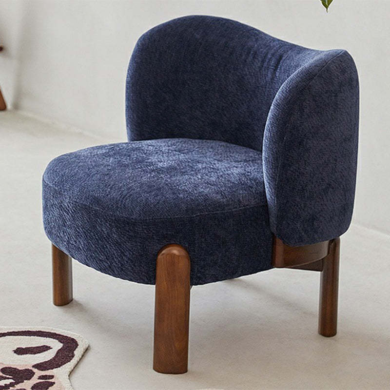 Contemporary Round Velvet Solid Wood Wingback Accent Chair