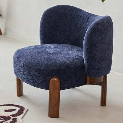 Contemporary Round Velvet Solid Wood Wingback Accent Chair