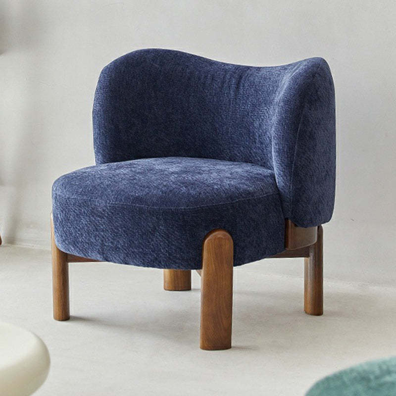 Contemporary Round Velvet Solid Wood Wingback Accent Chair
