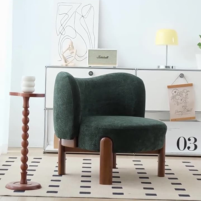Contemporary Round Velvet Solid Wood Wingback Accent Chair
